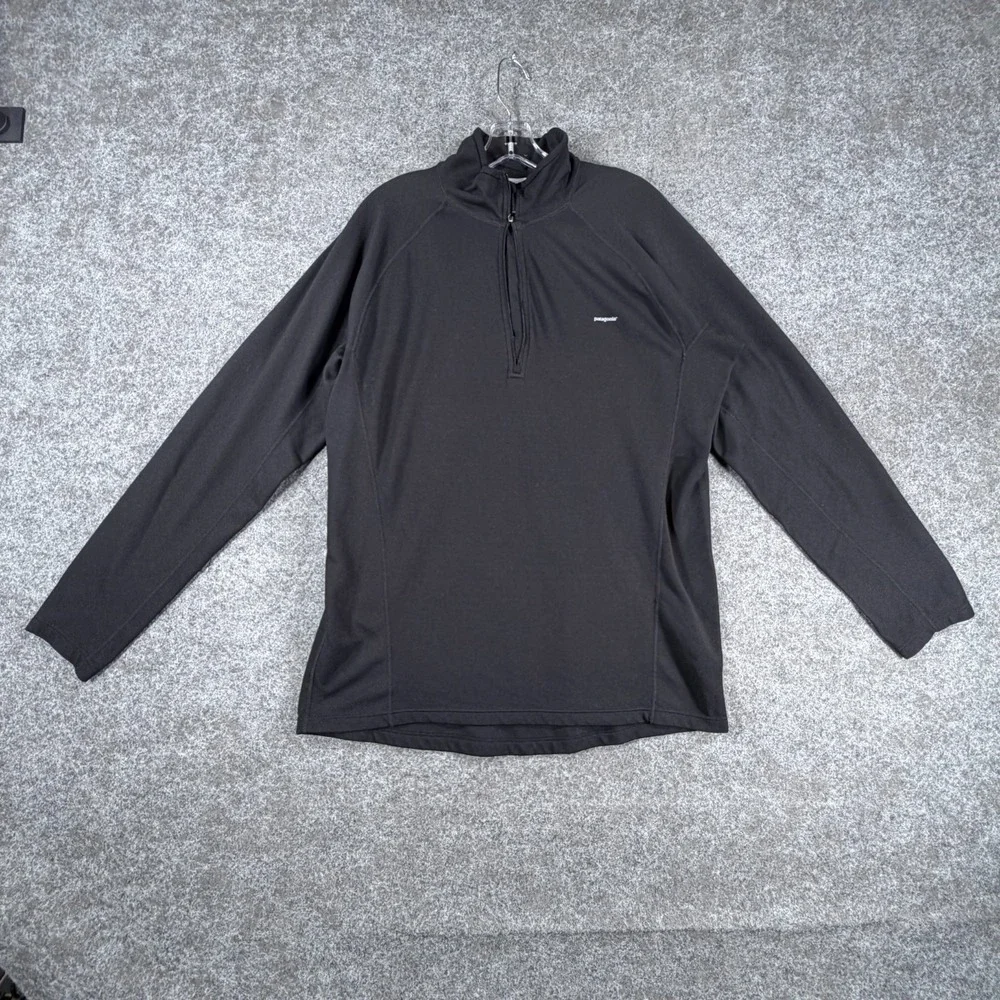 Patagonia Activewear Top Mens XL Black Capilene 3 Thermal Lightweight Zip-Neck‎
